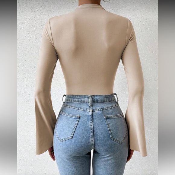 Elegant Black Long Sleeve Women's Bodysuit Top - Picture 3 of 16